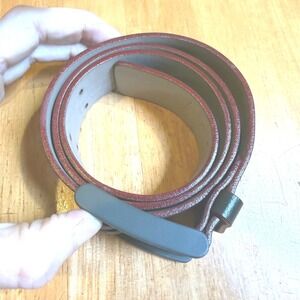 Abaco Paris Forest Green Burgundy Leather Double Prong Belt Made in France 30/75